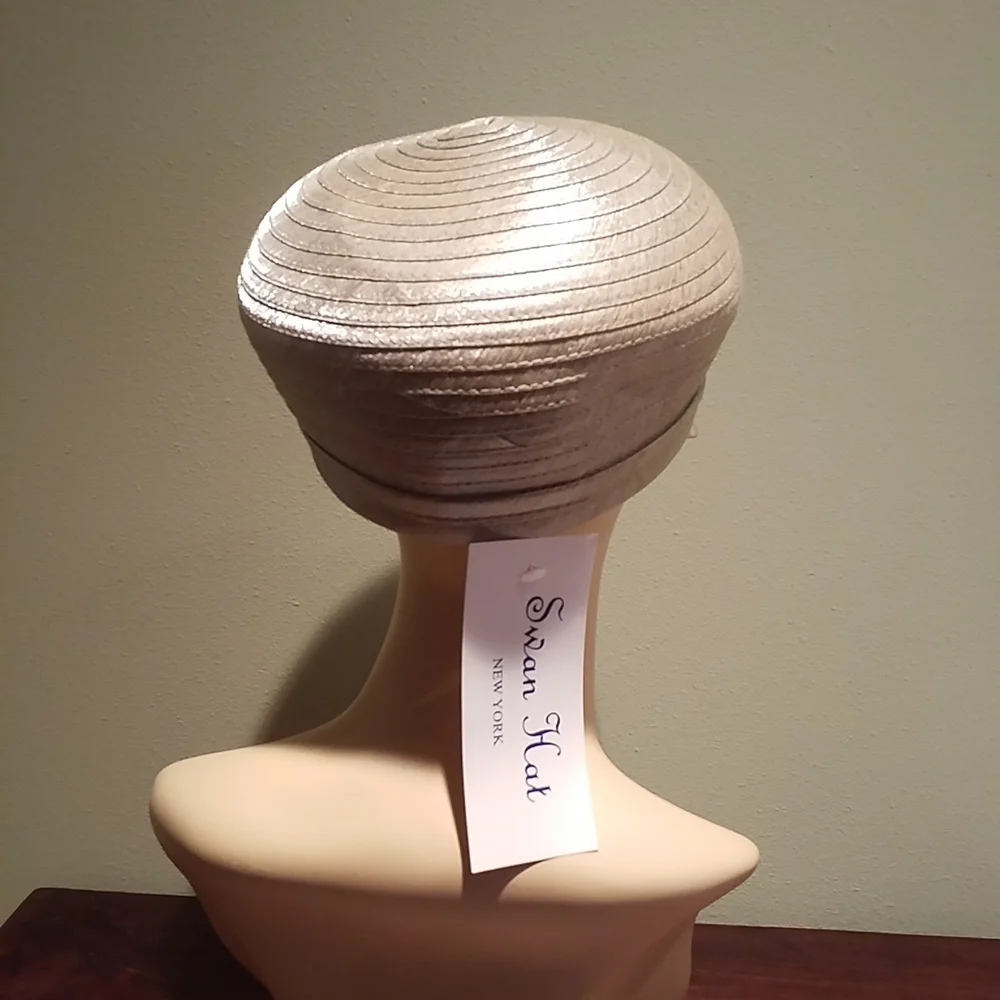 Swan Hat New York Lovely Gold & Gray Polyester Dress Hat